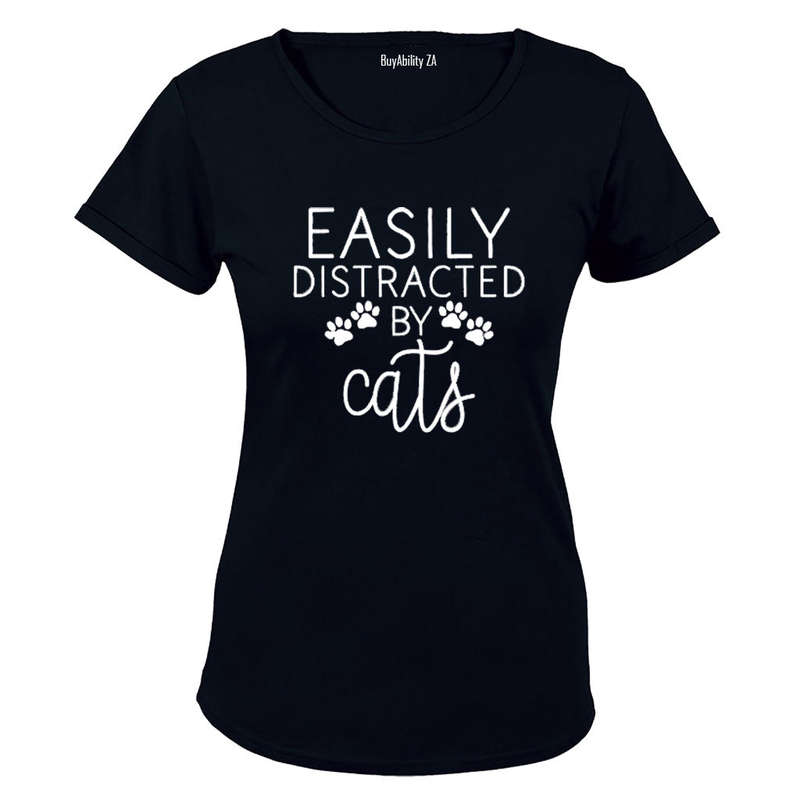 Easily Distracted by CATS - Ladies - T-Shirt