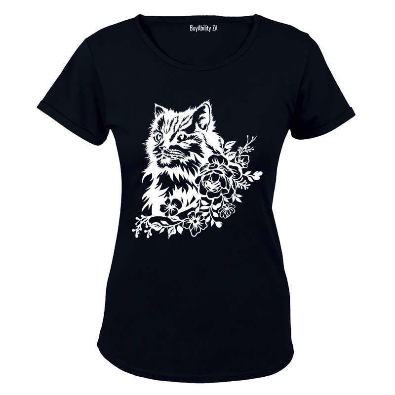 Floral Cat - Ladies - T-Shirt