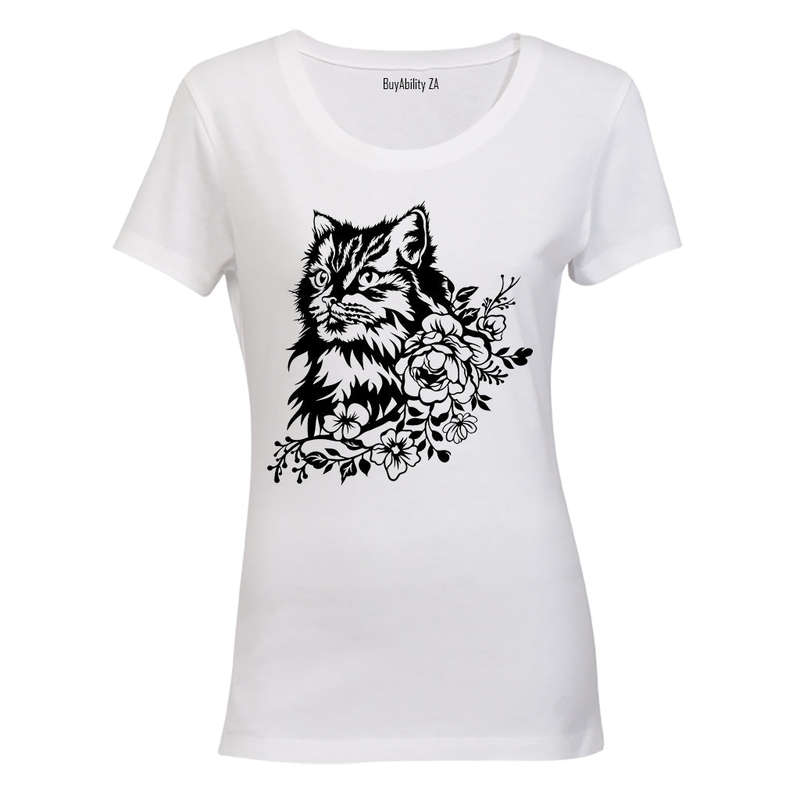 Floral Cat - Ladies - T-Shirt