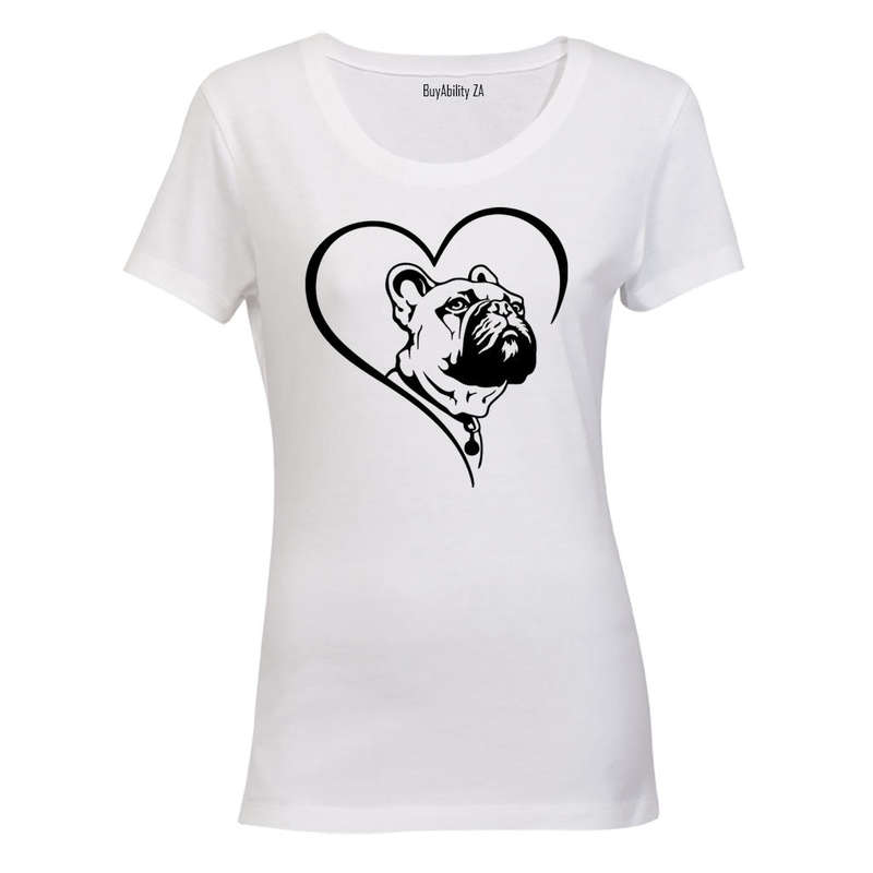 French Bulldog Heart - Ladies - T-Shirt