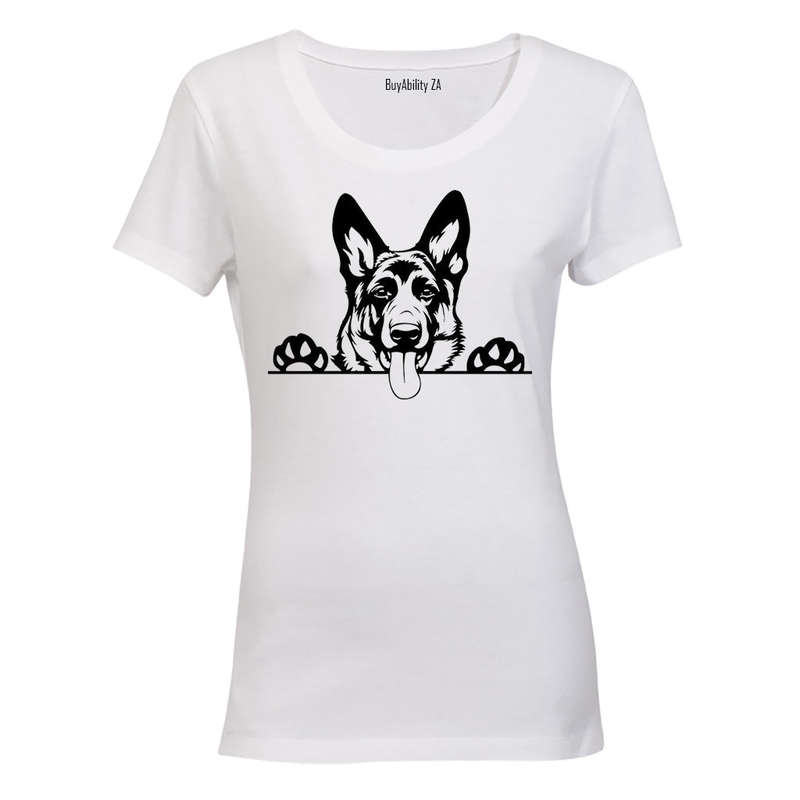 German Shepherd Peeking - Ladies - T-Shirt