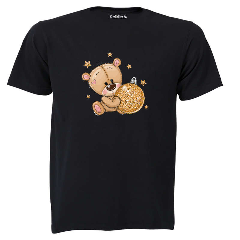 Glitter Christmas Teddy & Bauble - Kids T-Shirt