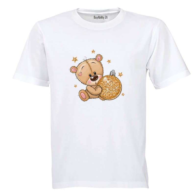 Glitter Christmas Teddy & Bauble - Kids T-Shirt