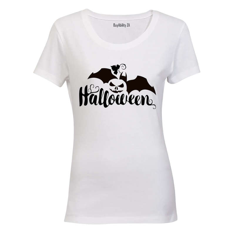 Halloween - Pumpkin & Bat - Ladies - T-Shirt