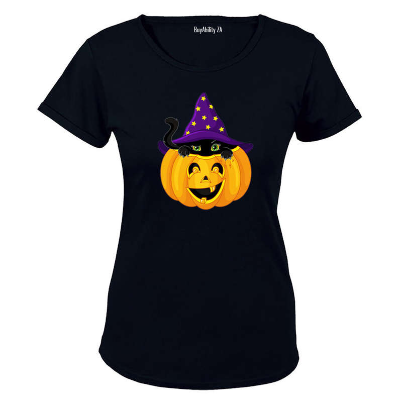 Halloween Peeking Cat - Ladies - T-Shirt