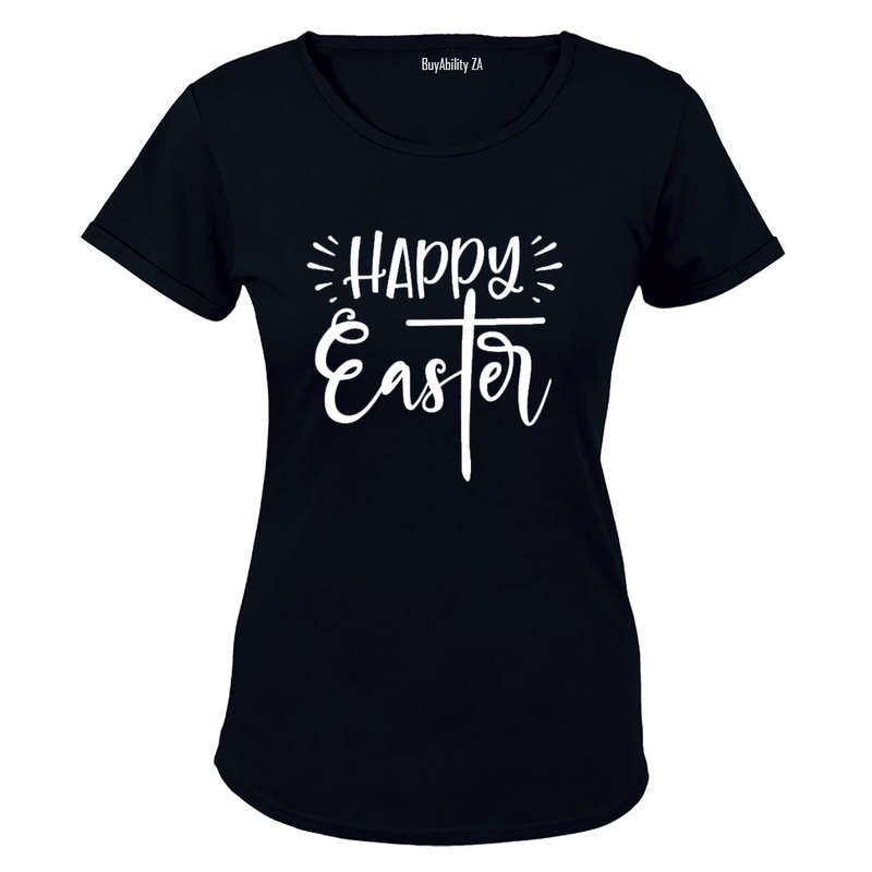 Happy Easter, Cross - Easter Inspired - Ladies - T-Shirt