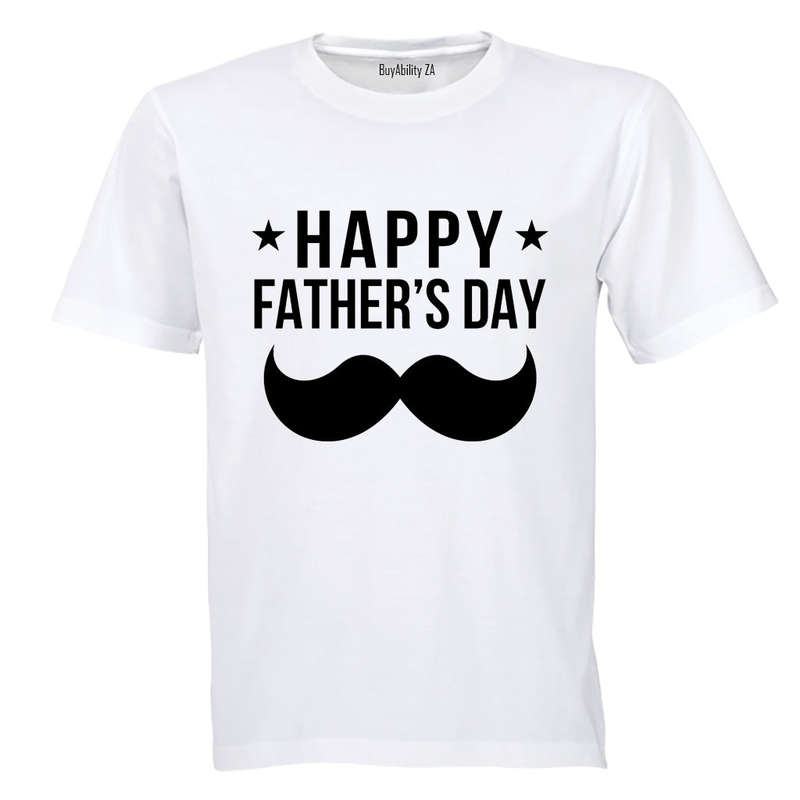 Happy Fathers Day - Mustache & Stars - Adults - T-Shirt