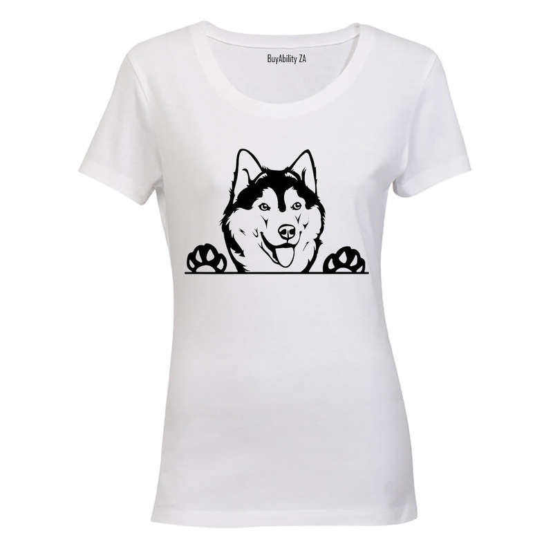Husky Peeking - Ladies - T-Shirt