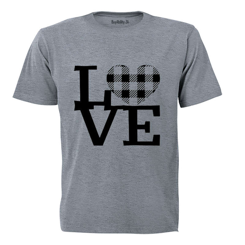 Love - Plaid Heart - Valentine - Adults - T-Shirt