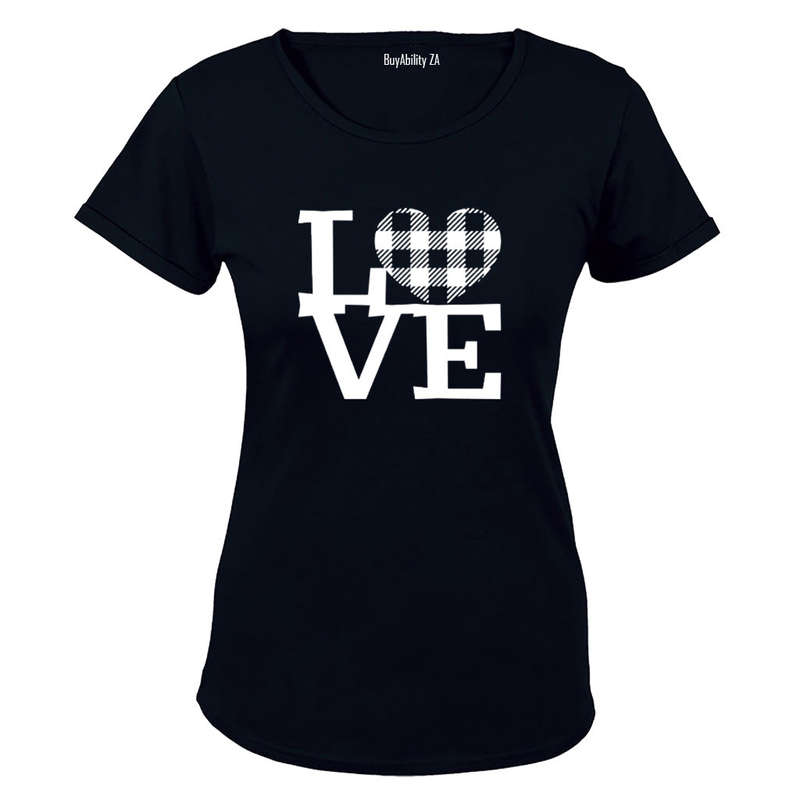 Love - Plaid Heart - Valentine - Ladies - T-Shirt