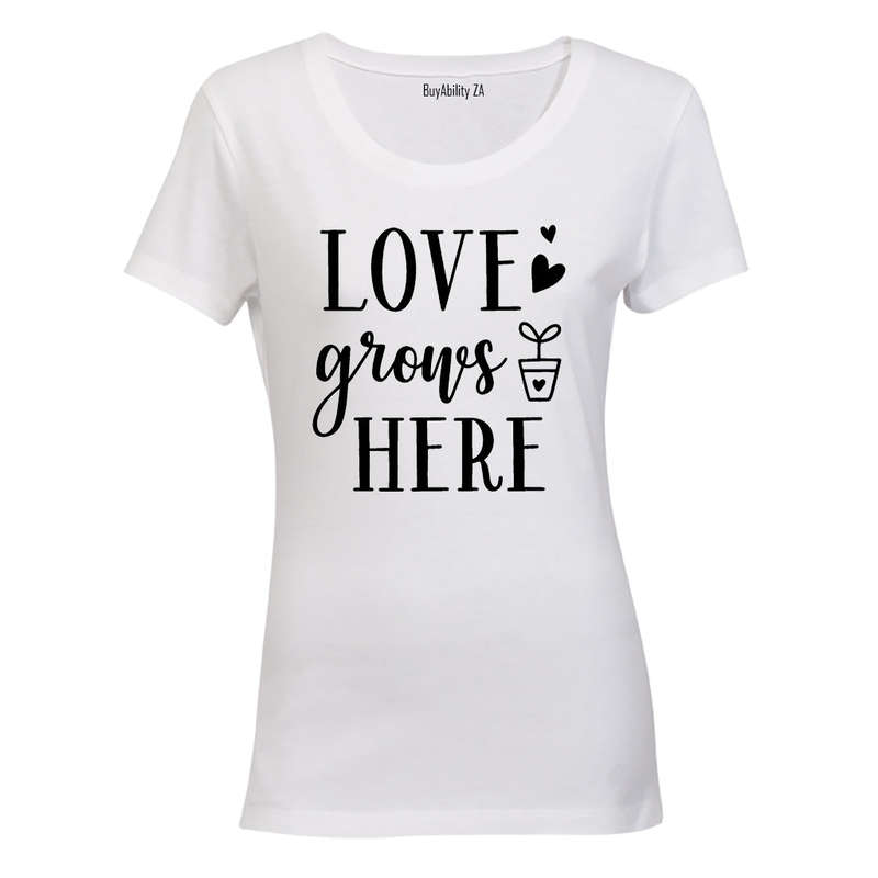 Love Grows Here - Valentine Inspired - Ladies - T-Shirt