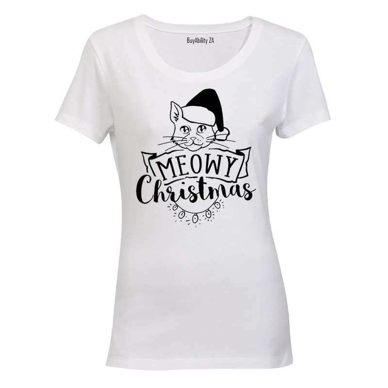 Meowy Christmas Cat - Ladies - T-Shirt