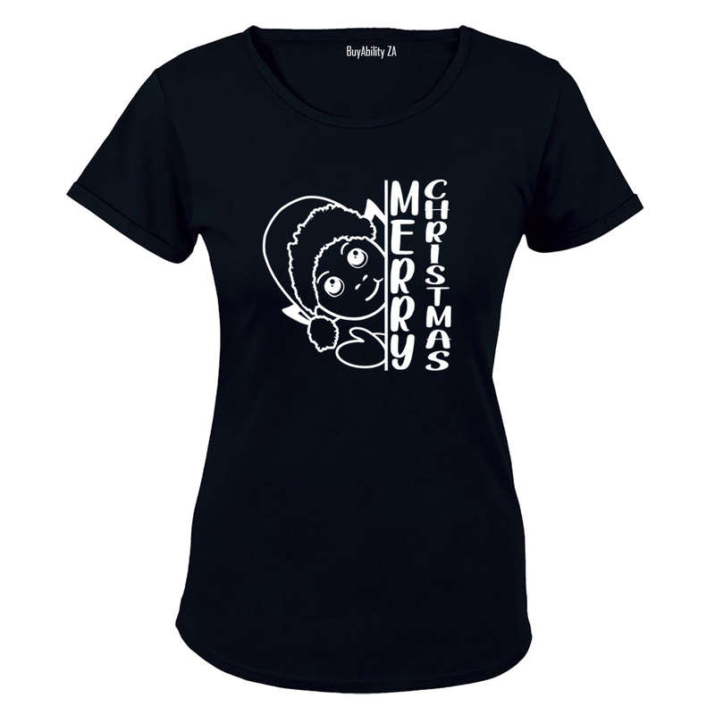 Merry Christmas - Peeking Elf - Ladies - T-Shirt