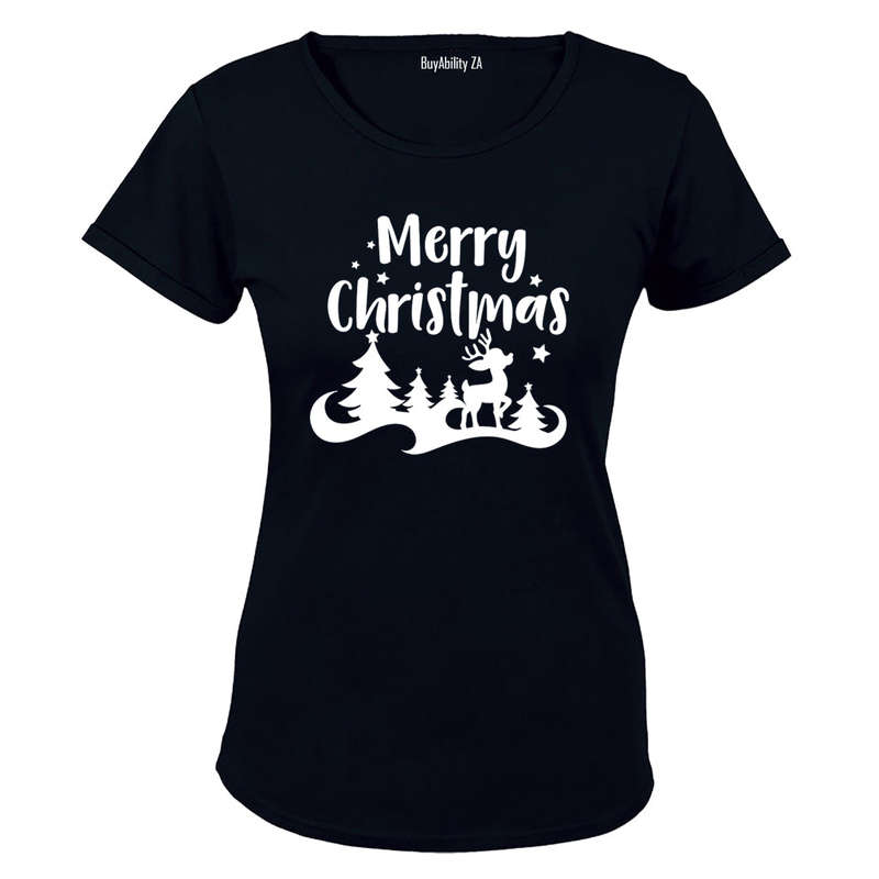 Merry Christmas - Reindeer Silhouette - Ladies - T-Shirt