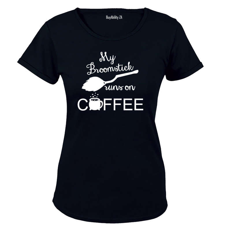 My Broomstick runs on Coffee - Halloween Inspired! - Ladies - T-Shirt