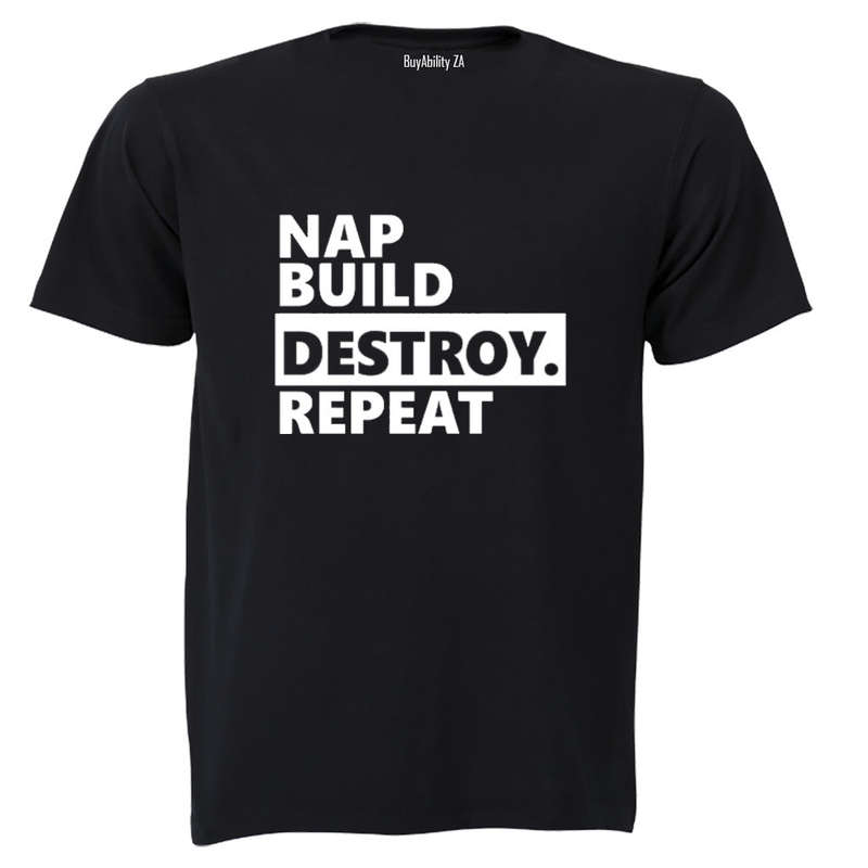 Nap. Build. Destroy. Repeat! - Kids T-Shirt