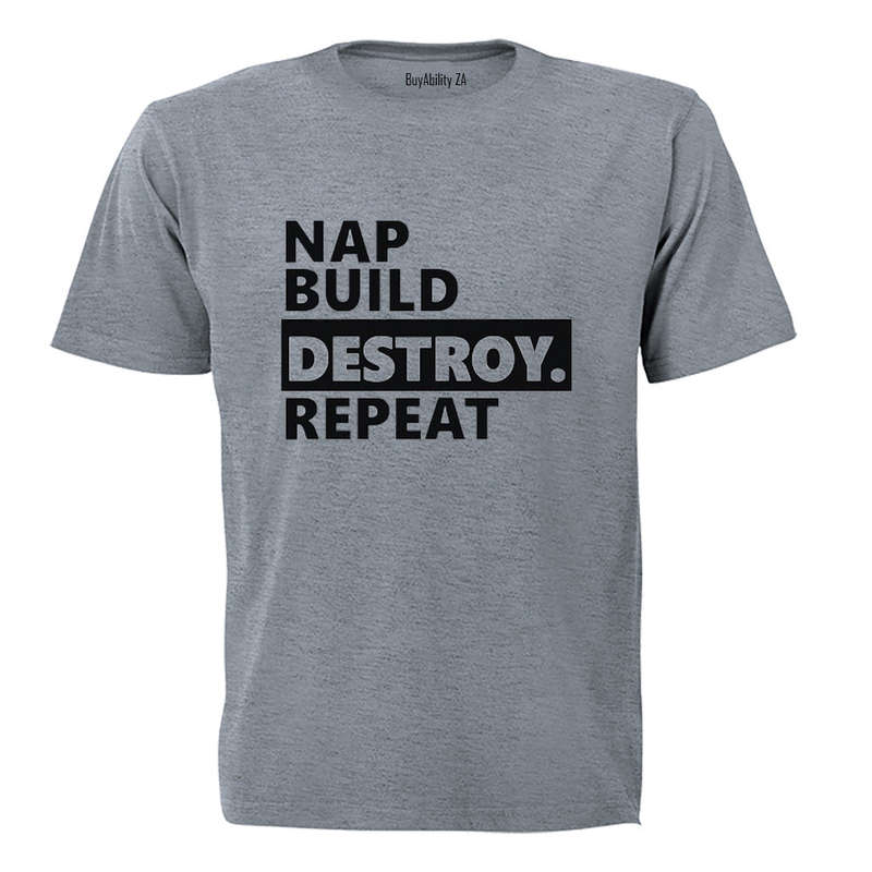 Nap. Build. Destroy. Repeat! - Kids T-Shirt