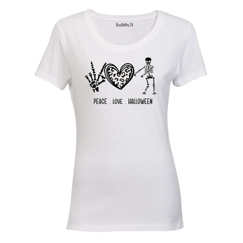 Peace Love Halloween - Skeleton - Ladies - T-Shirt