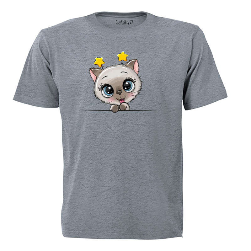 Peeking Kitten - Stars - Kids T-Shirt