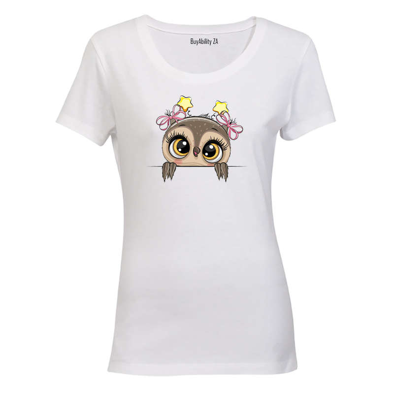 Peeking Owl- Stars - Ladies - T-Shirt
