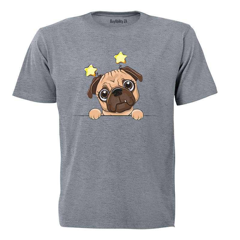 Peeking Pug, Stars - Kids T-Shirt