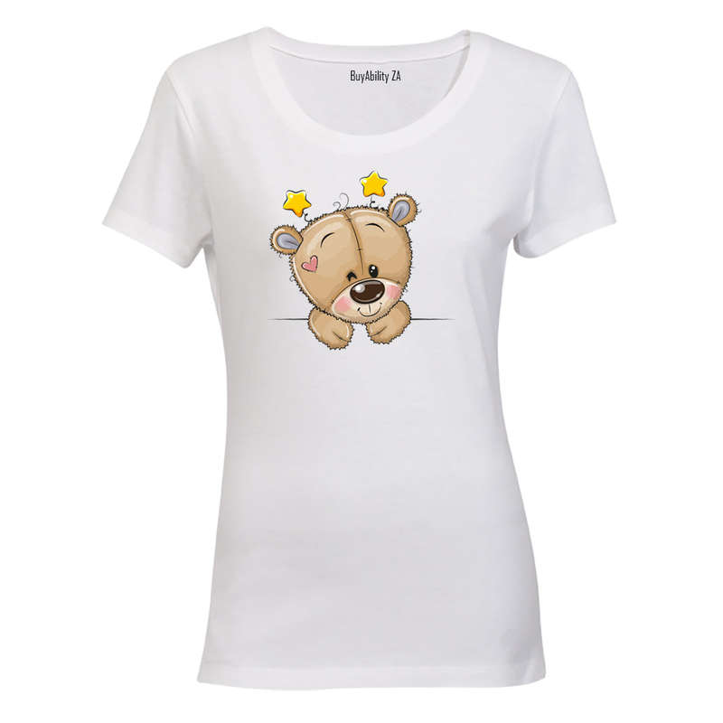 Peeking Teddy - Stars - Ladies - T-Shirt