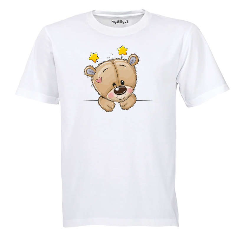 Peeking Teddy - Stars - Kids T-Shirt
