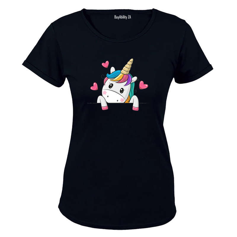 Peeking Unicorn - Ladies - T-Shirt
