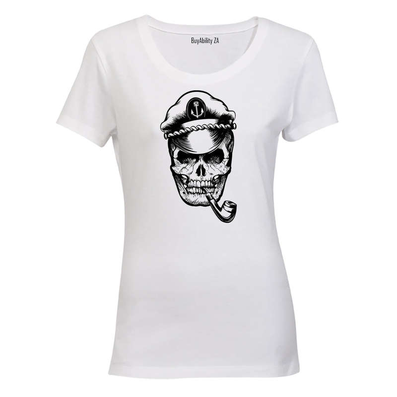 Pipe Skull Captain - Halloween - Ladies - T-Shirt