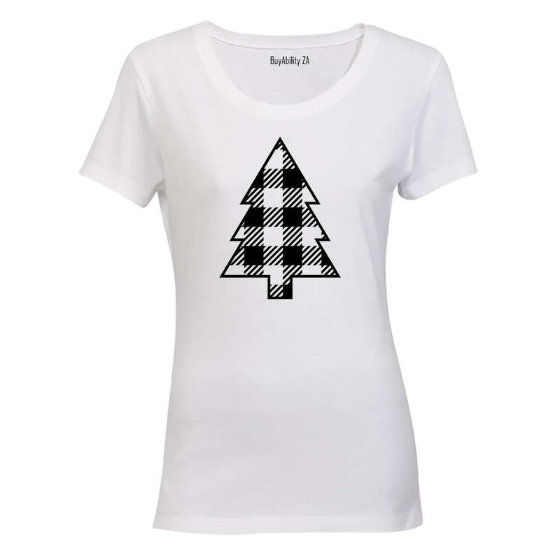 Plaid Christmas Tree - Ladies - T-Shirt