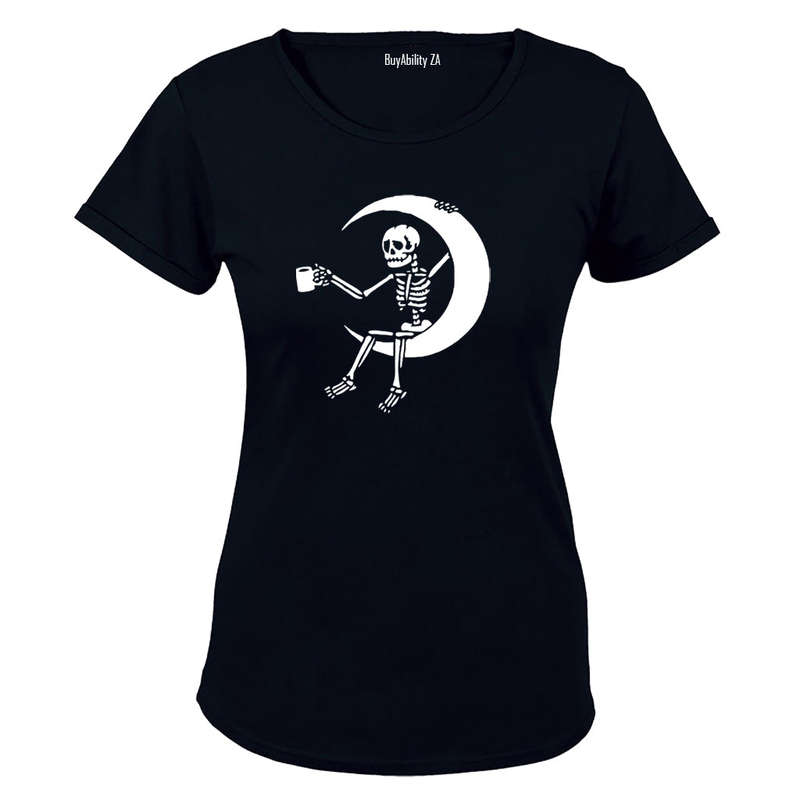 Skeleton On The Moon - Halloween - Ladies - T-Shirt