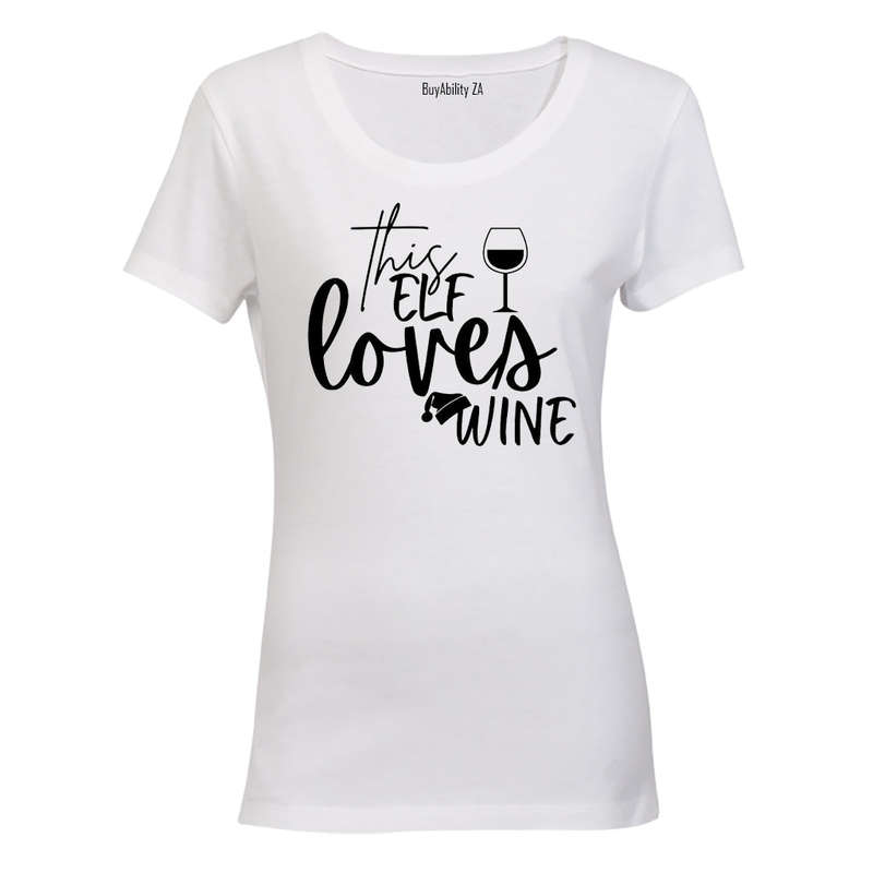 This Elf Loves Wine - Christmas - Ladies - T-Shirt