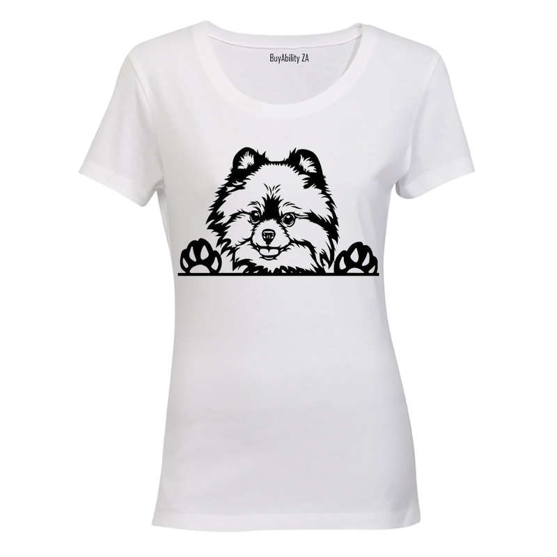 Toy Pomeranian - Peeking Dog - Ladies - T-Shirt