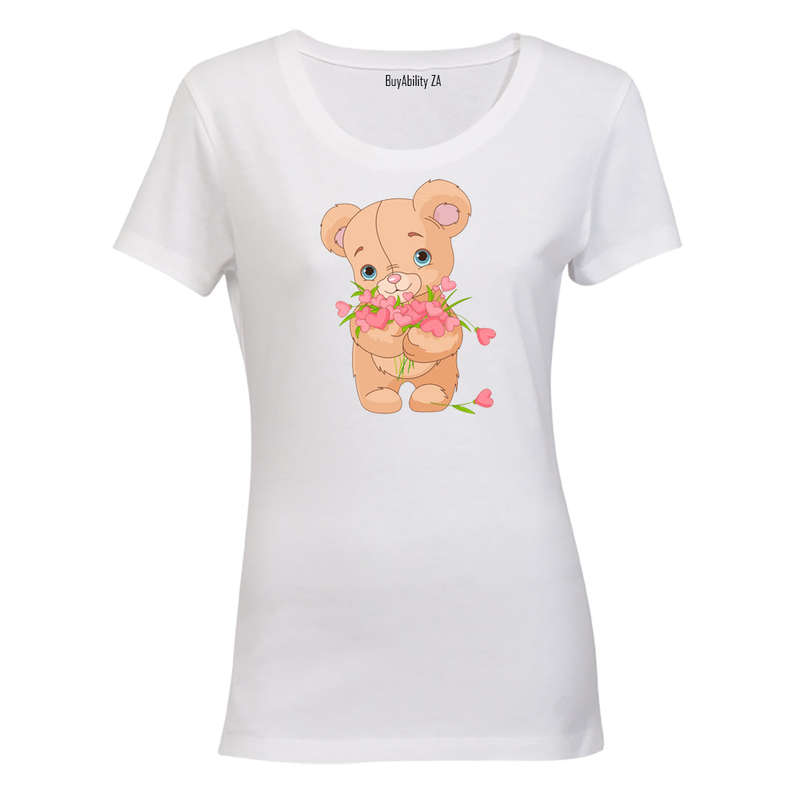 Valentine Flowers Teddy - Ladies - T-Shirt