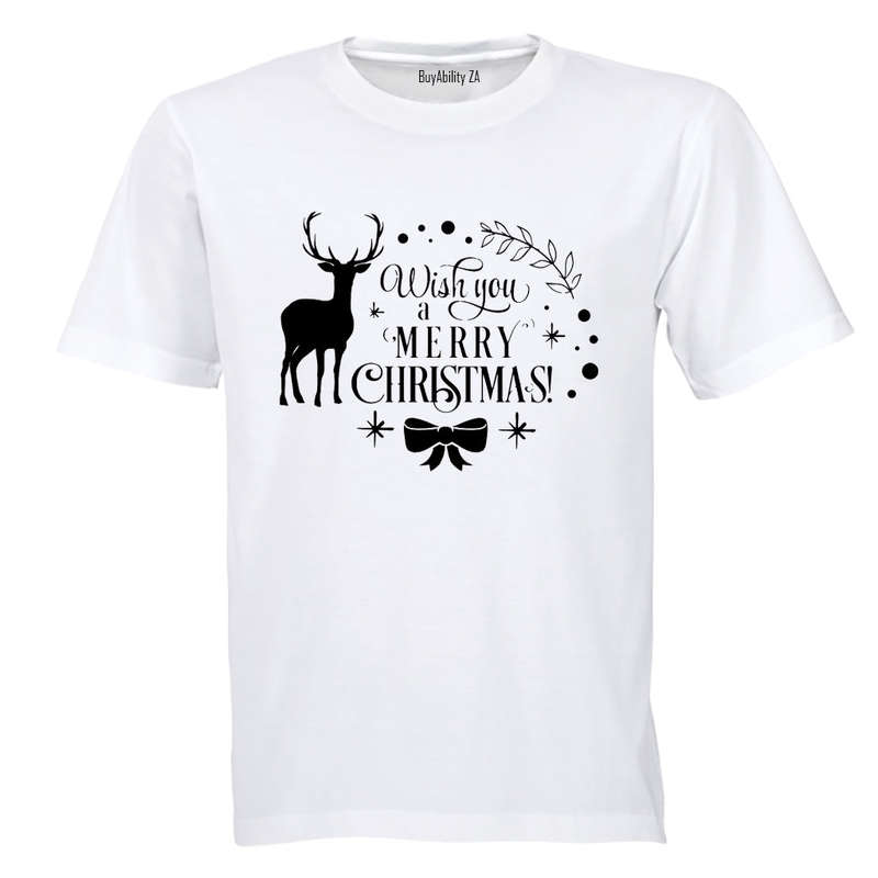Wish You A Merry Christmas - Deer - Kids T-Shirt