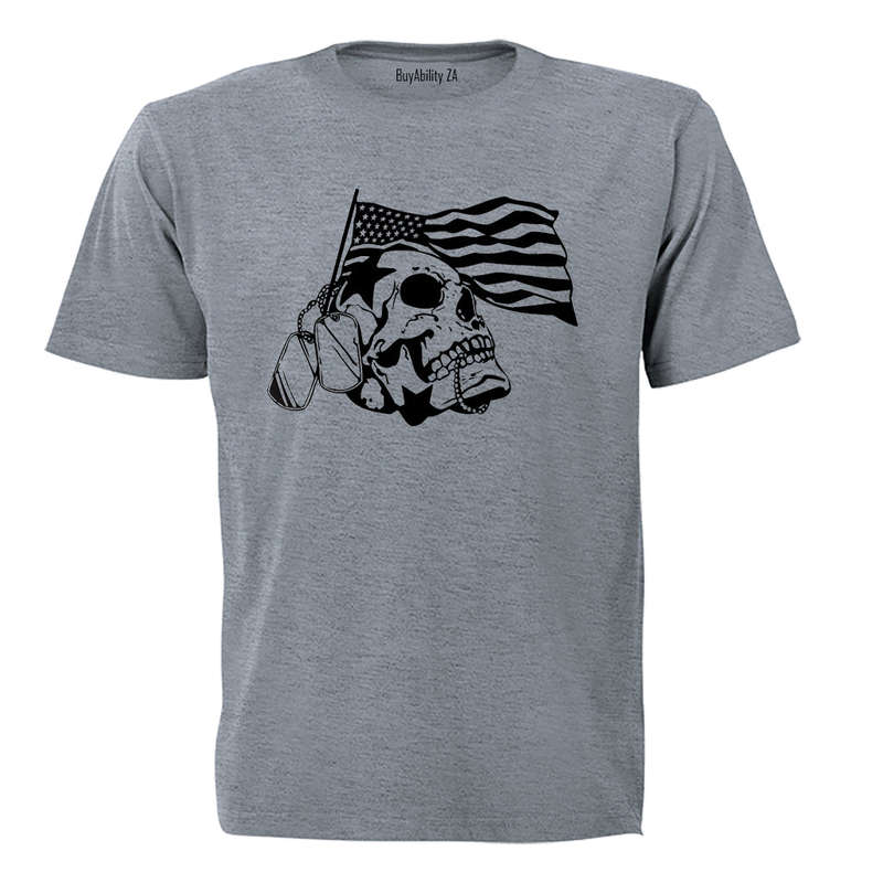 American Veteran Skeleton Skull - Adults - T-Shirt