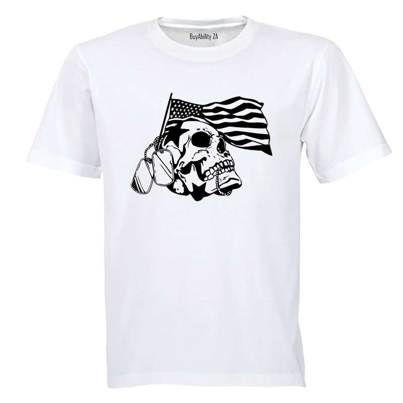 American Veteran Skeleton Skull - Adults - T-Shirt