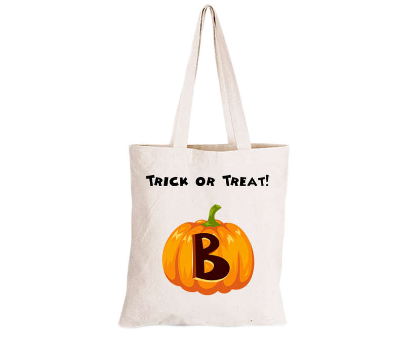 B - Halloween Pumpkin - Eco-Cotton Natural Fibre Bag