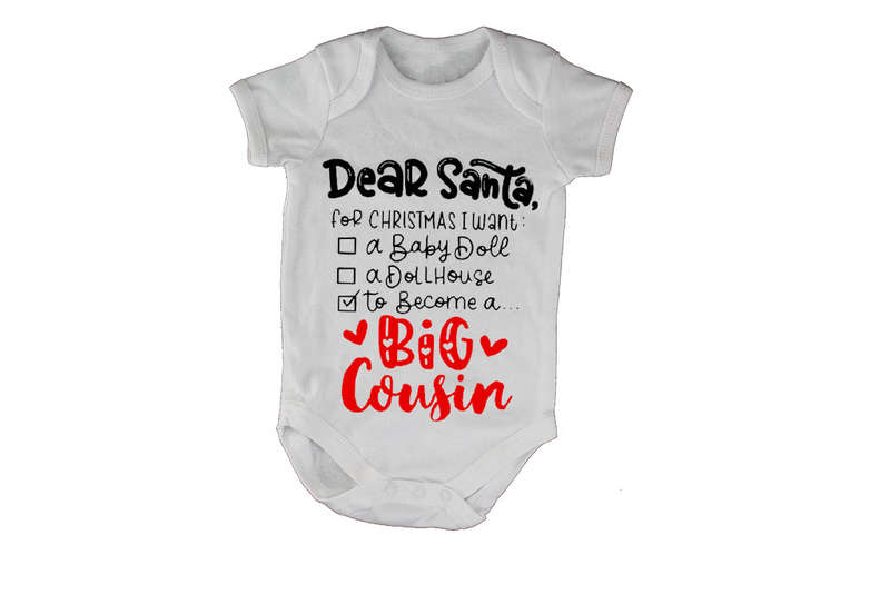 Become A Big Cousin - Christmas - Baby Grow