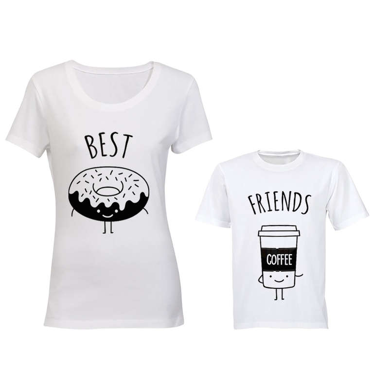 Best Friends - Doughnut & Coffee - Family Tees - Mom | Young Child