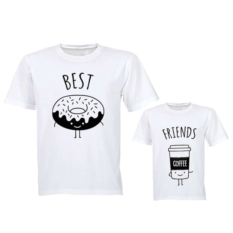 Best Friends - Doughnut & Coffee - Family Tees - Dad | Young Child