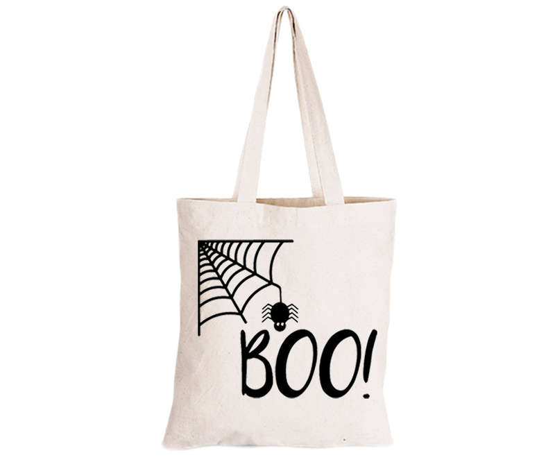 BOO! Spiderweb - Halloween - Eco-Cotton Natural Fibre Bag