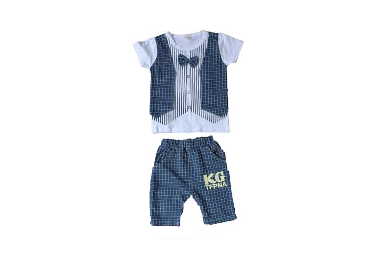 Blue Checked Suit with Bowtie and Waist Coat