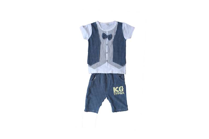 Blue Checked Suit with Bowtie and Waist Coat