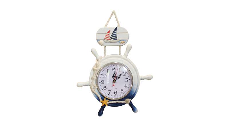 Nautical Hanging Clock With Sail Boats