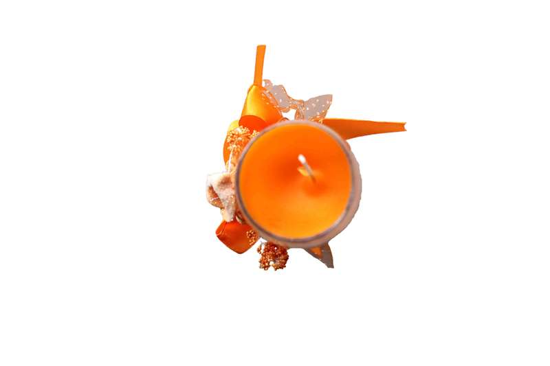 Champagne Scented Candle Glasses with Flower Ribbon  Orange, Floral Bouquet Aroma