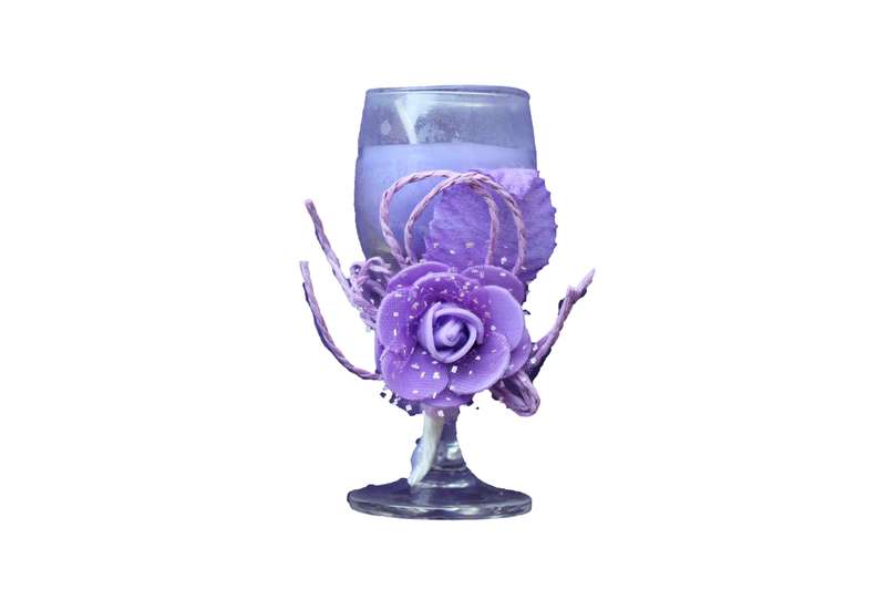 Mini Wine Glass Scented Candles, Purple with Lavender Aroma