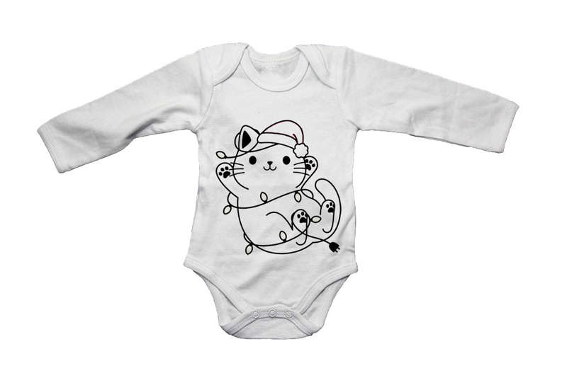 Christmas Lights Kitten - Baby Grow
