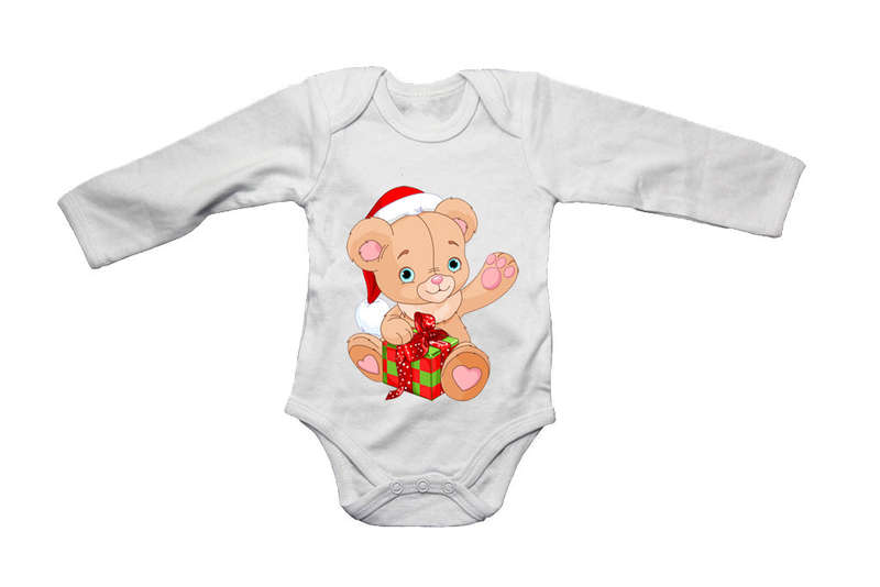 Christmas Present Teddy - Baby Grow