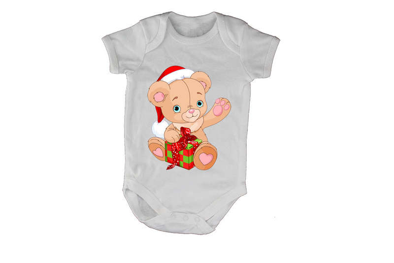 Christmas Present Teddy - Baby Grow